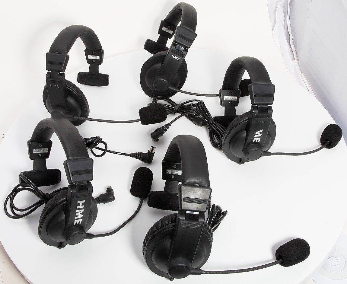 HME DX300 Video Production or Football Coach Intercom Base, 5 Headsets, 3 Beltpakcs, Charger