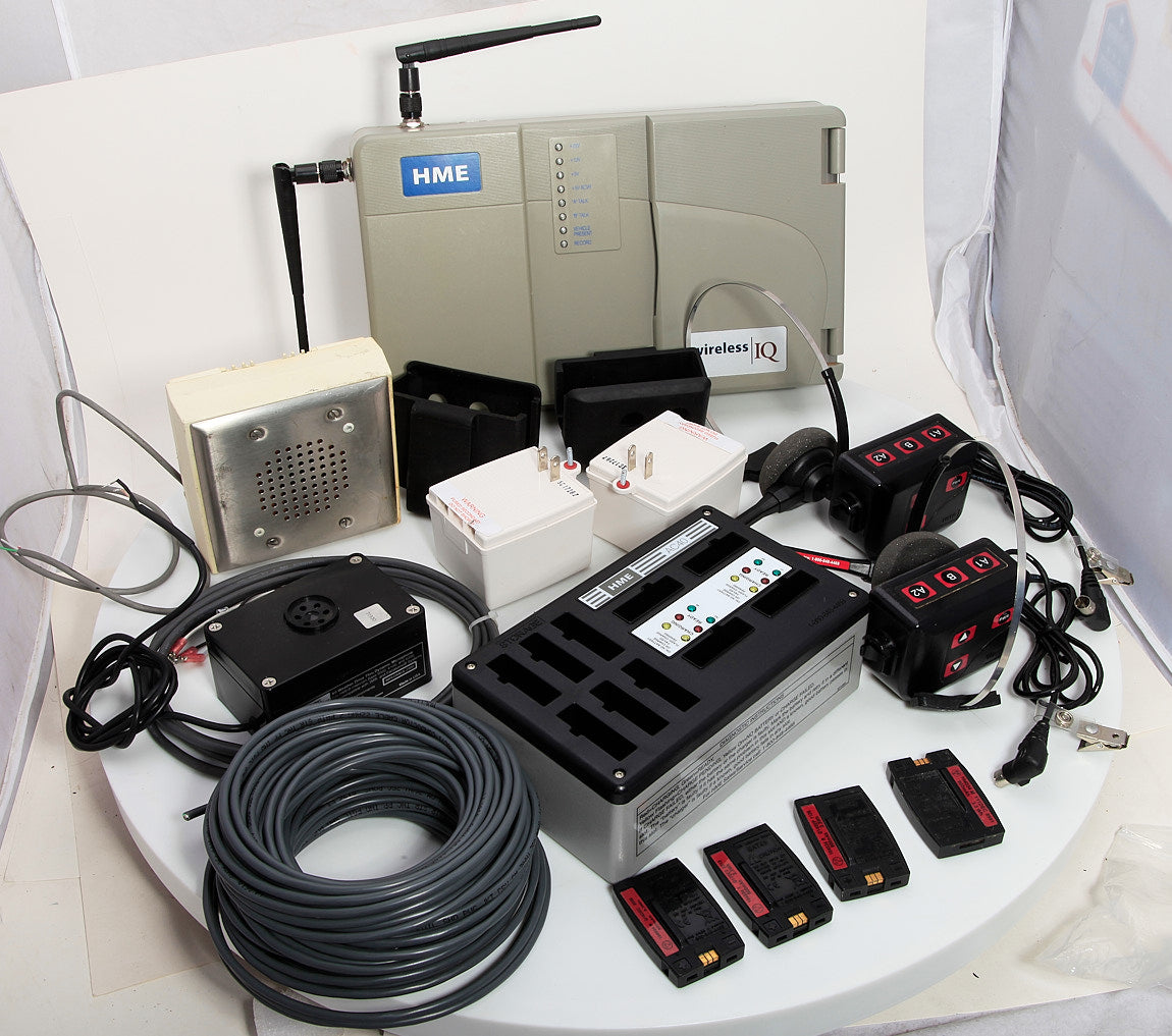 Fast Food Drive Thru Intercom HME Base6000 COM6000 Headsets Speaker Mic Battery Charger