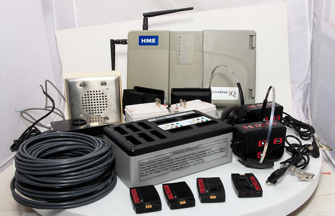 Fast Food Drive Thru Intercom HME Base6000 COM6000 Headsets Speaker Mic Battery Charger