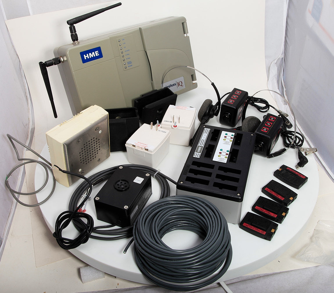 Fast Food Drive Thru Intercom HME Base6000 COM6000 Headsets Speaker Mic Battery Charger