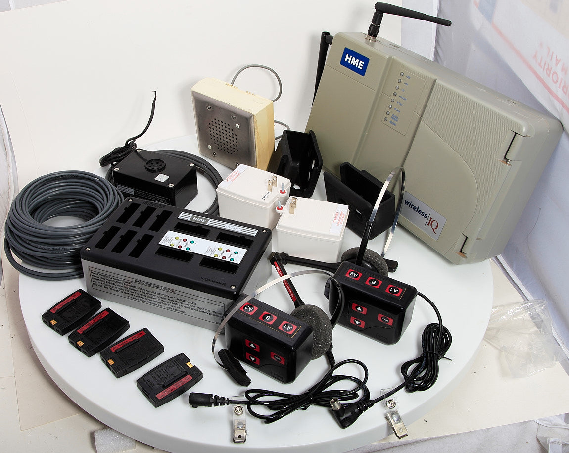 Fast Food Drive Thru Intercom HME Base6000 COM6000 Headsets Speaker Mic Battery Charger