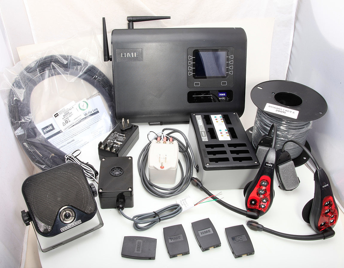 Complete HME ION IQ 6100 Dual Headset Fast-food Wireless Drive Thru Intercom System