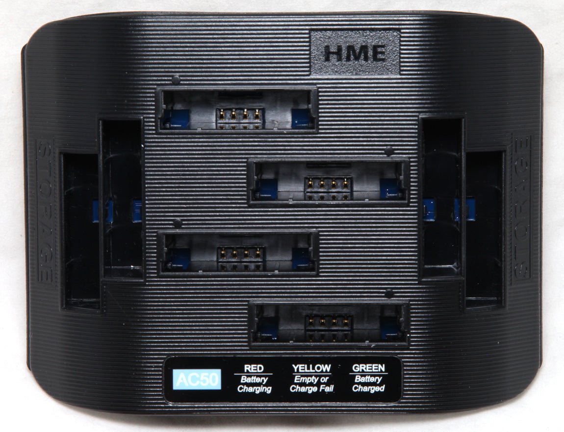 USED AC50 AC-50 4-Slot Battery Charger For HME HS6100 Drive Thru BAT50 Batteries
